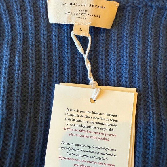 Sezane Moira Jumper Bleu D'hiver - Size L - Picture 2 of 8